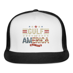 Patriotic Gulf of America Trucker Hat - white/black