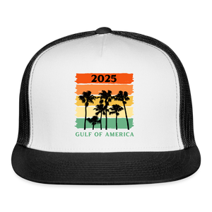 Gulf of America Palm Trees Trucker Hat - white/black