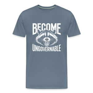 Vintage Angry Raccoon Become Ungovernable Men's Premium T-Shirt - steel blue