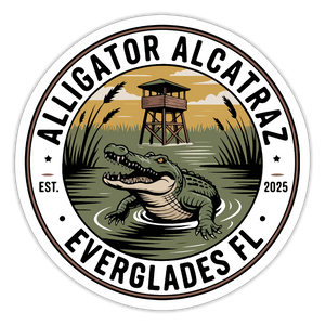 Alligator Alcatraz Everglades, Florida Sticker - white matte