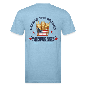Defend The Second - Freedom Fries Fitted Cotton/Poly T-Shirt by Next Level - heather blue