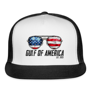 Gulf of America Sunglasses Patriotic Trucker Hat - white/black