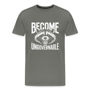 Vintage Angry Raccoon Become Ungovernable Men's Premium T-Shirt - asphalt gray