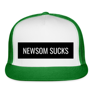 Newsom Sucks Trucker Hat - white/kelly green