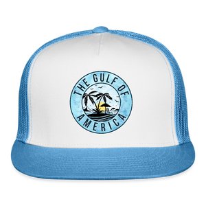 Gulf of America Blue Trucker Hat - white/blue