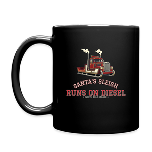 Santa’s Sleigh Runs on Diesel Black Mug - black