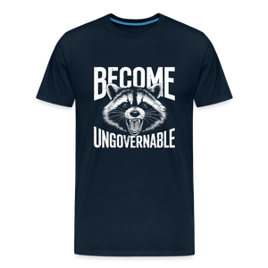 Vintage Angry Raccoon Become Ungovernable Men's Premium T-Shirt - deep navy