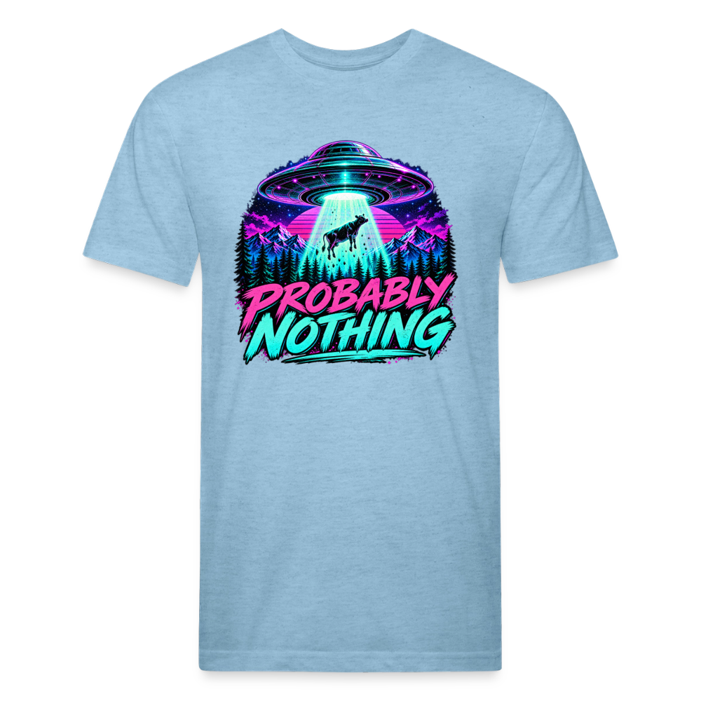 Probably Nothing UFO Alien Abduction β Men's Fitted Graphic T-Shirt - heather blue