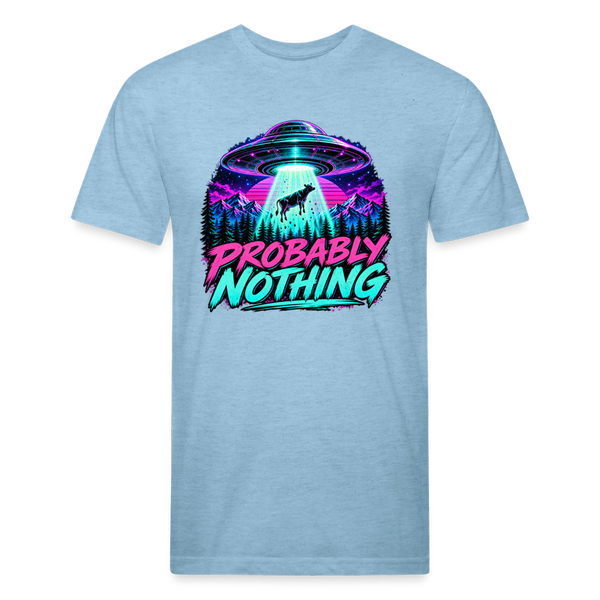 Probably Nothing UFO Alien Abduction β Men's Fitted Graphic T-Shirt - heather blue