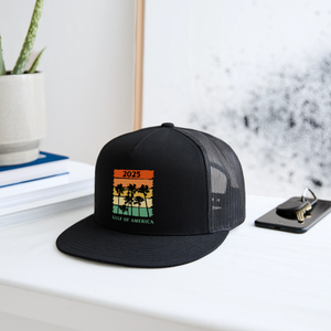 Gulf of America Palm Trees Trucker Hat - black/black