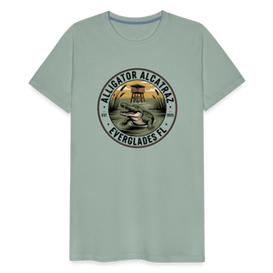 Alligator Alcatraz Everglades, Florida Men's Premium T-Shirt - steel green