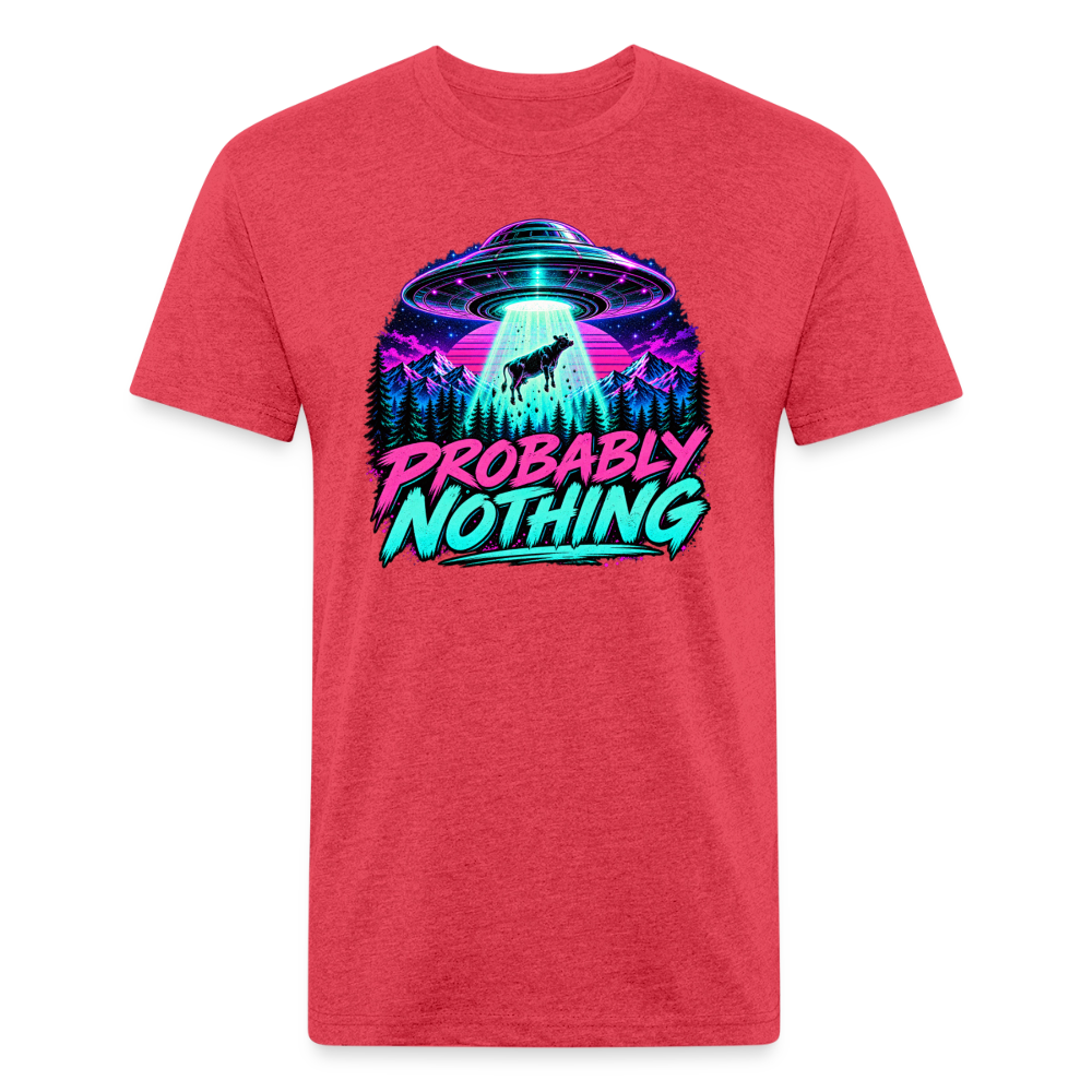Probably Nothing UFO Alien Abduction β Men's Fitted Graphic T-Shirt - heather red