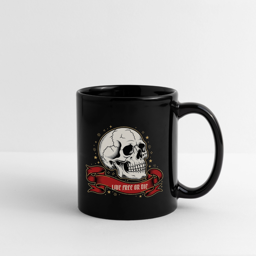Live Free or Die Skull Black Mug - black