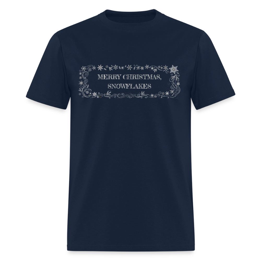 Merry Christmas, Snowflakes Classic T-Shirt - navy