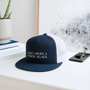 Make America BASED Again Trucker Hat - navy/white