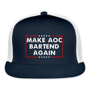 Make AOC Bartend Again Trucker Hat - navy/white