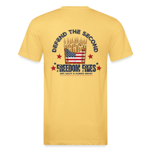 Defend The Second - Freedom Fries Fitted Cotton/Poly T-Shirt by Next Level - pastel yellow