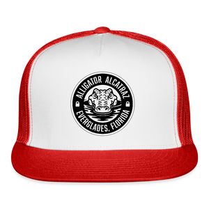Alligator Alcatraz Trucker Hat - white/red
