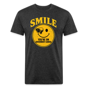 Smile You're On Government Camera T-Shirt — Funny Anti Surveillance Fitted Tee - heather black