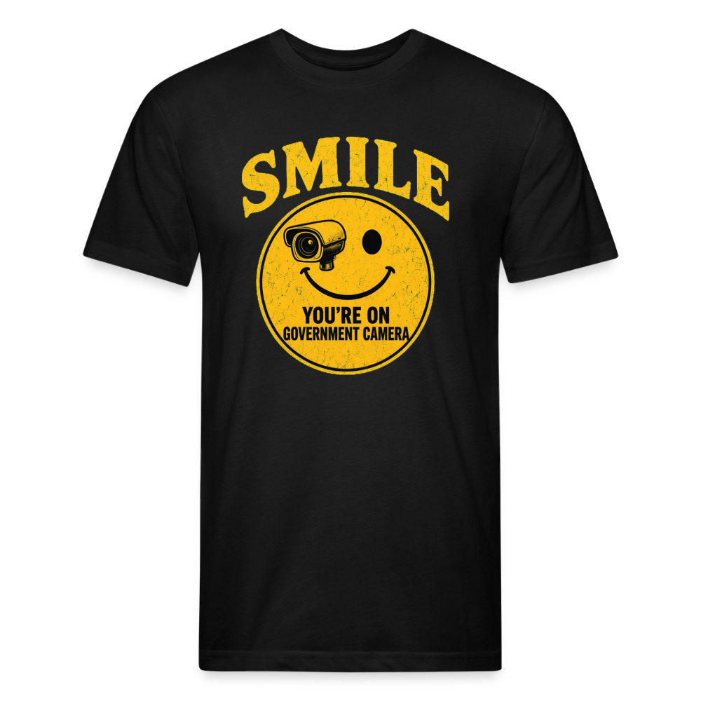 Smile You're On Government Camera T-Shirt β Funny Anti Surveillance Fitted Tee - black