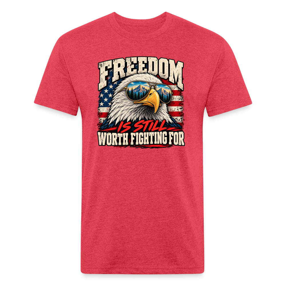 Freedom Is Still Worth Fighting For β Men's Fitted Patriotic T-Shirt - heather red