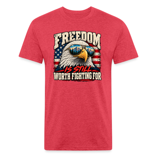 Freedom Is Still Worth Fighting For β Men's Fitted Patriotic T-Shirt - heather red
