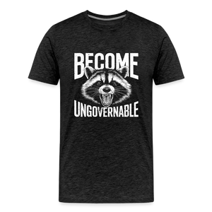 Vintage Angry Raccoon Become Ungovernable Men's Premium T-Shirt - charcoal grey