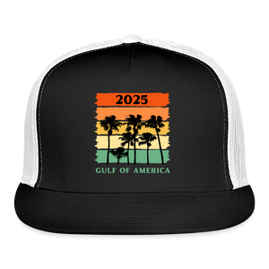 Gulf of America Palm Trees Trucker Hat - black/white