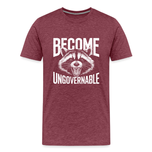 Vintage Angry Raccoon Become Ungovernable Men's Premium T-Shirt - heather burgundy