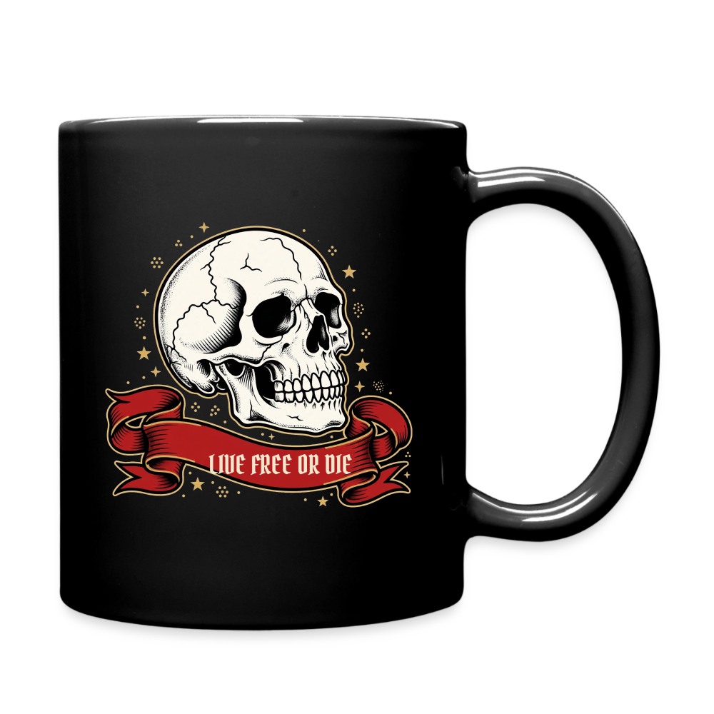 Live Free or Die Skull Black Mug - black