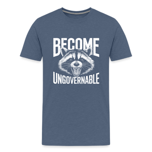 Vintage Angry Raccoon Become Ungovernable Men's Premium T-Shirt - heather blue