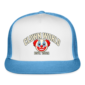 Clown World Est. 2021 Classic Trucker Hat - white/blue