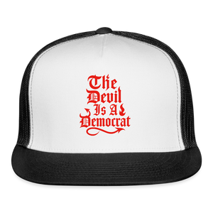 The Devil Is A Democrat Trucker Hat - white/black