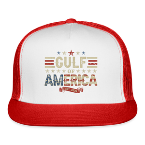Patriotic Gulf of America Trucker Hat - white/red