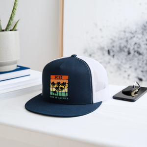 Gulf of America Palm Trees Trucker Hat - navy/white
