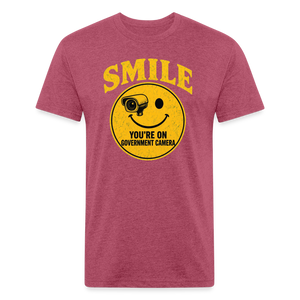Smile You're On Government Camera T-Shirt — Funny Anti Surveillance Fitted Tee - heather burgundy