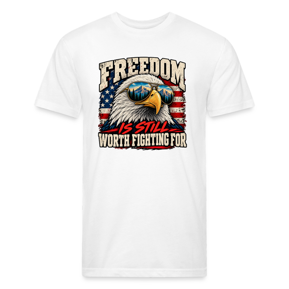 Freedom Is Still Worth Fighting For β Men's Fitted Patriotic T-Shirt - white