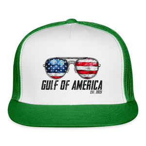 Gulf of America Sunglasses Patriotic Trucker Hat - white/kelly green