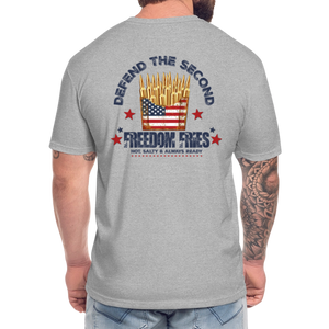 Defend The Second - Freedom Fries Fitted Cotton/Poly T-Shirt by Next Level - heather gray