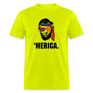 Abraham Lincoln - 'Merica 4th of July Classic T-Shirt - safety green