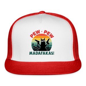 Pew Pew Madafakas Trucker Hat v2 - white/red