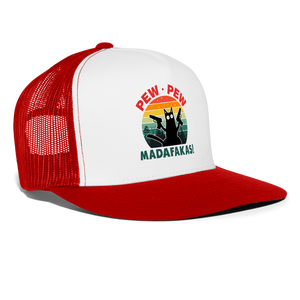 Pew Pew Madafakas Trucker Hat v2 - white/red