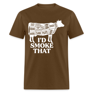 I'd Smoke That Cow Cuts of Meat Funny Classic T-Shirt - brown
