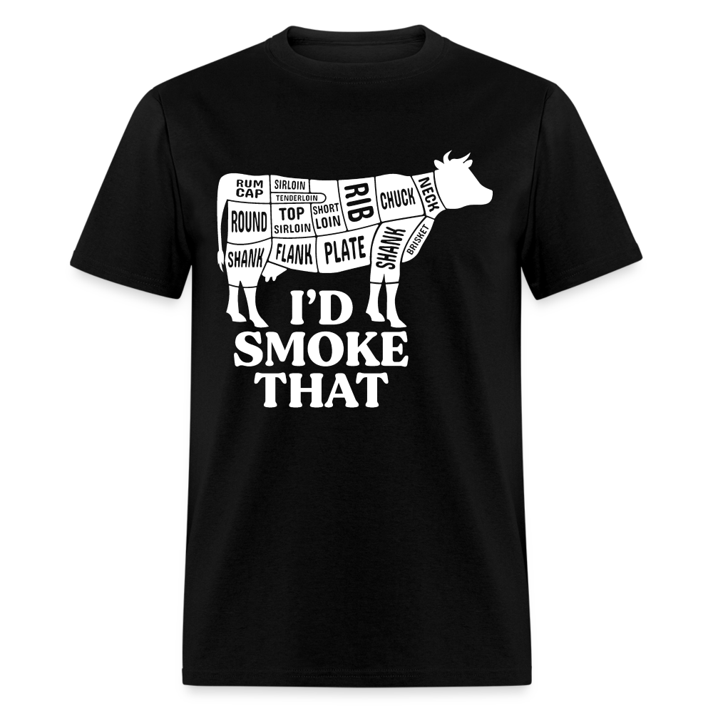 I'd Smoke That Cow Cuts of Meat Funny Classic T-Shirt - black