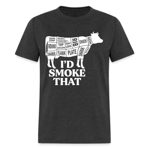 I'd Smoke That Cow Cuts of Meat Funny Classic T-Shirt - heather black