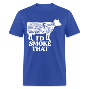 I'd Smoke That Cow Cuts of Meat Funny Classic T-Shirt - royal blue