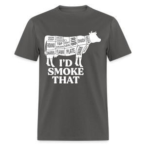 I'd Smoke That Cow Cuts of Meat Funny Classic T-Shirt - charcoal
