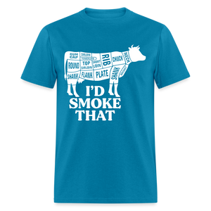 I'd Smoke That Cow Cuts of Meat Funny Classic T-Shirt - turquoise