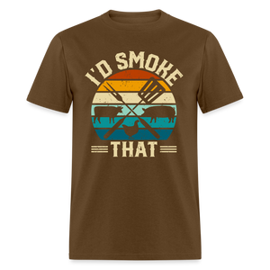 I'd Smoke That Funny Grilling BBQ Men's Classic T-Shirt - brown