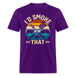 I'd Smoke That Funny Grilling BBQ Men's Classic T-Shirt - purple
